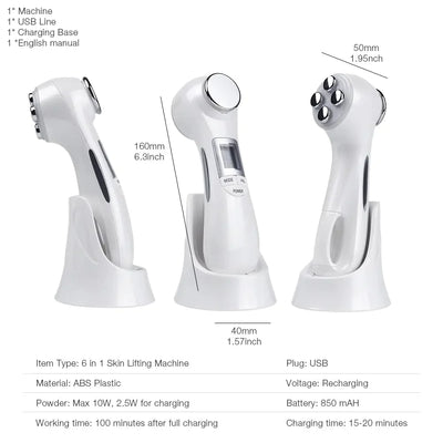 6-in-1 LED Skin Massage  Device – Multi-Mode Facial Lifting & Rejuvenation Tool – lift, luft, seal (Image 2)
