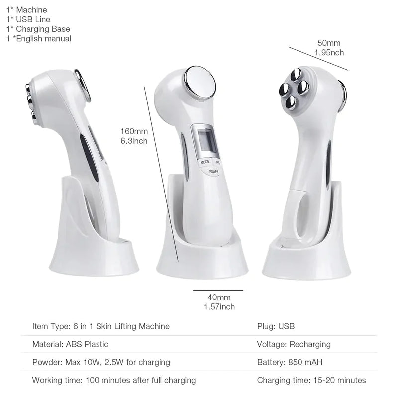 6-in-1 LED Skin Massage  Device – Multi-Mode Facial Lifting & Rejuvenation Tool – lift, luft, seal (Image 2)
