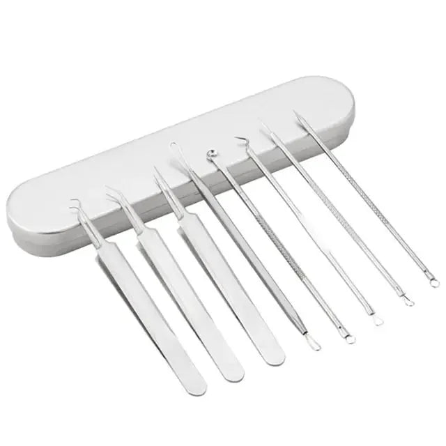8pcs Ultra-fine Beauty Salon Acne Needle Tool Set – Professional Blackhead & Pimple Extractors – file, manicure, comb (Image 2)