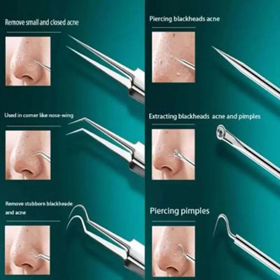 8pcs Ultra-fine Beauty Salon Acne Needle Tool Set – Professional Blackhead & Pimple Extractors – file, manicure, comb (Image 3)