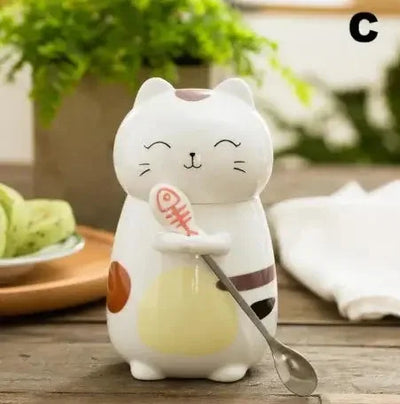 Ceramic Cat Mug with Lid – Perfect for Coffee & Tea – turn, por, potted (Image 6)