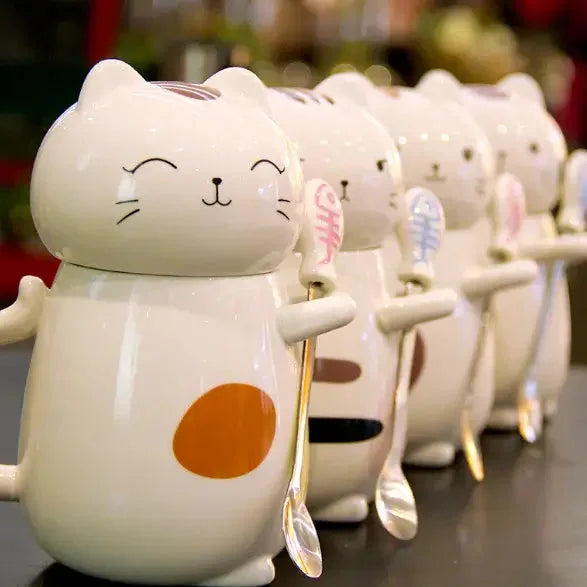 Ceramic Cat Mug with Lid – Perfect for Coffee & Tea – turn, por, potted (Image 7)