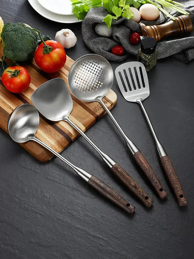 Chicken Wing Wood Kitchen Utensils Set – with Stainless Steel – iron, pewter, plate (Image 5)