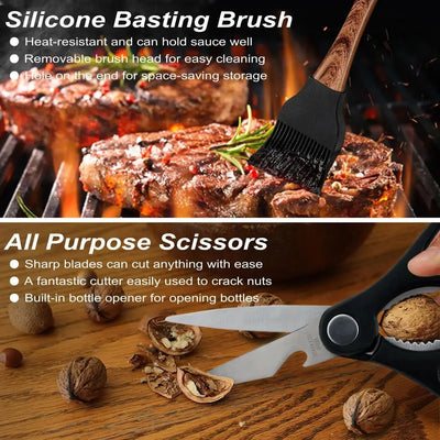 POLIGO 29 PCS BBQ Grill Accessories Set – Stainless Steel – net, iron, pin (Image 4)