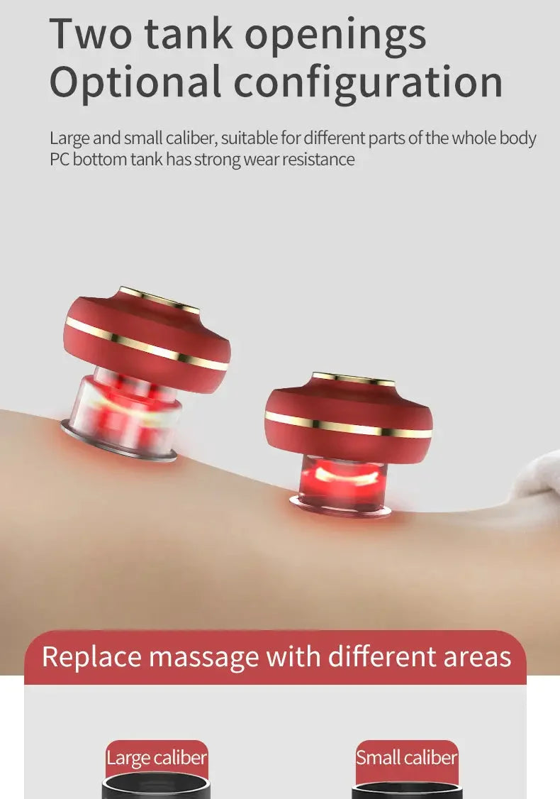 Portable Electric Cupping Massager – 2-Cup Vacuum Therapy with Red Light for Muscle Pain Relief – soft, cup, torch (Image 4)