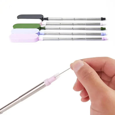 Portable Folding Stainless Steel Reusable Straw – pin, iron, jigger (Image 3)