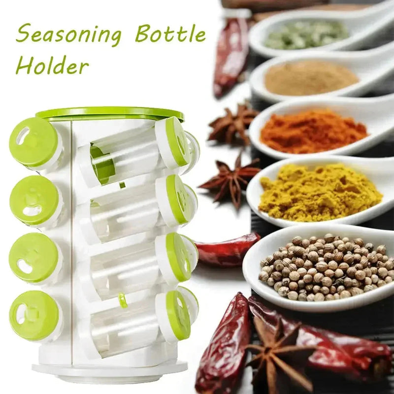 Rotating Spice Jar Set – with 16 Multi-Hole Holders – rack, carry, pot (Image 3)