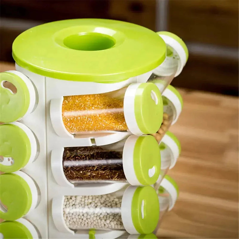 Rotating Spice Jar Set – with 16 Multi-Hole Holders – rack, carry, pot (Image 4)