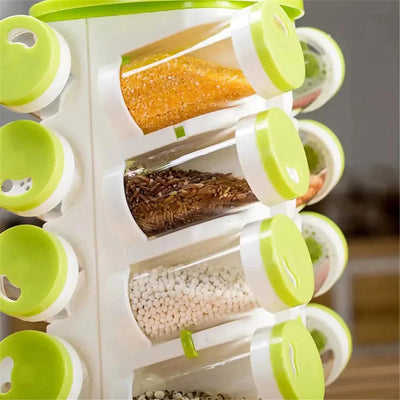 Rotating Spice Jar Set – with 16 Multi-Hole Holders – rack, carry, pot (Image 6)