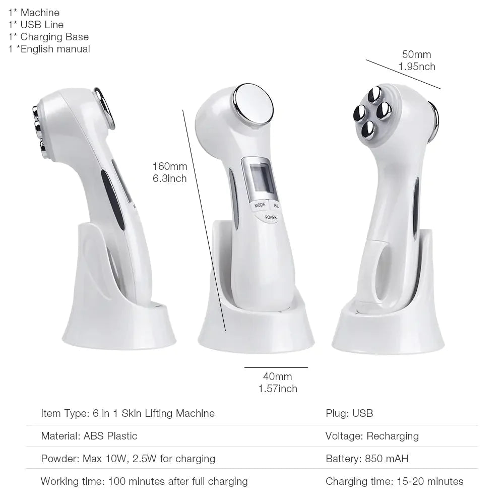 6-in-1 LED Skin Massage  Device – Multi-Mode Facial Lifting & Rejuvenation Tool – lift, luft, seal (Image 2)