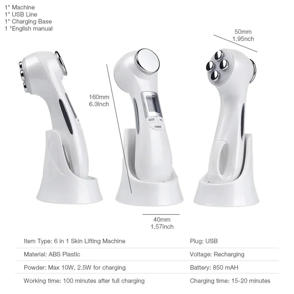 6-in-1 LED Skin Massage  Device – Multi-Mode Facial Lifting & Rejuvenation Tool – lift, luft, seal (Image 2)