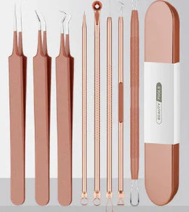 8pcs Ultra-fine Beauty Salon Acne Needle Tool Set – Professional Blackhead & Pimple Extractors – file, manicure, comb (Image 1)