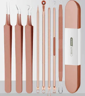 8pcs Ultra-fine Beauty Salon Acne Needle Tool Set – Professional Blackhead & Pimple Extractors – file, manicure, comb (Image 1)