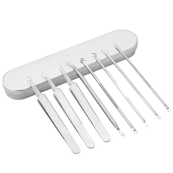 8pcs Ultra-fine Beauty Salon Acne Needle Tool Set – Professional Blackhead & Pimple Extractors – file, manicure, comb (Image 2)