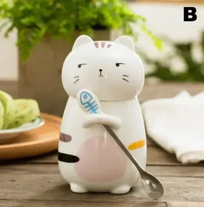 Ceramic Cat Mug with Lid – Perfect for Coffee & Tea – turn, por, potted (Image 1)