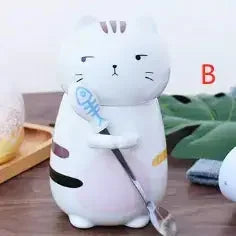 Ceramic Cat Mug with Lid – Perfect for Coffee & Tea – turn, por, potted (Image 2)