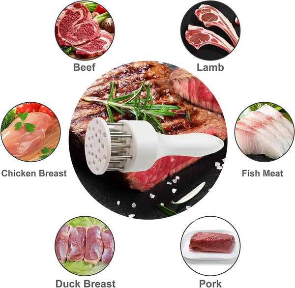 Meat Tenderizer Needle – 48 Stainless Steel Blades for BBQ & Marinade – rib, pin, iron (Image 3)