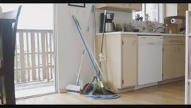 Video showing how to install multifunctional mop and broom wall hook in kitchen