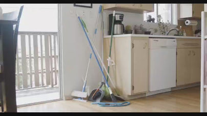 Video showing how to install multifunctional mop and broom wall hook in kitchen