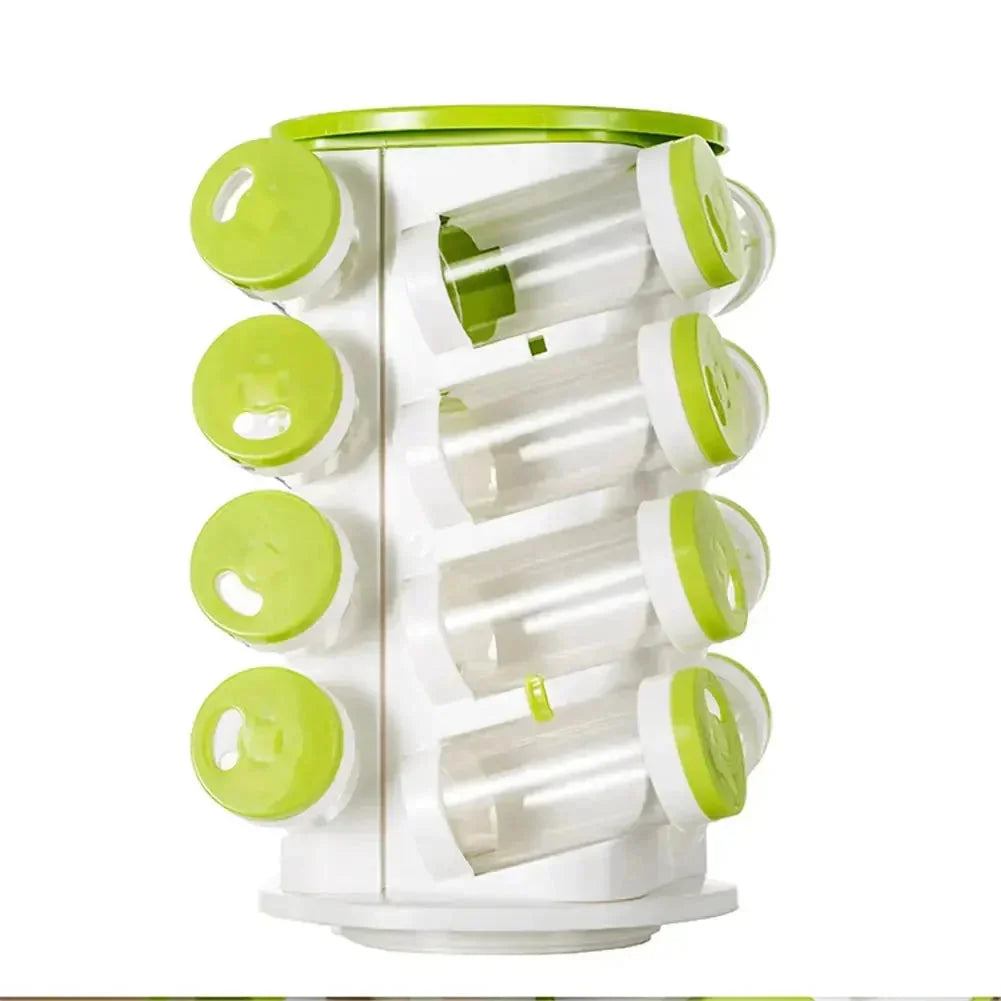Rotating Spice Jar Set – with 16 Multi-Hole Holders – rack, carry, pot (Image 5)