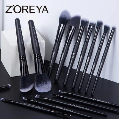 ZOREYA 15-Piece Makeup Brush Set – Professional Soft Bristles – pencil, pencilled, knot (Image 1)